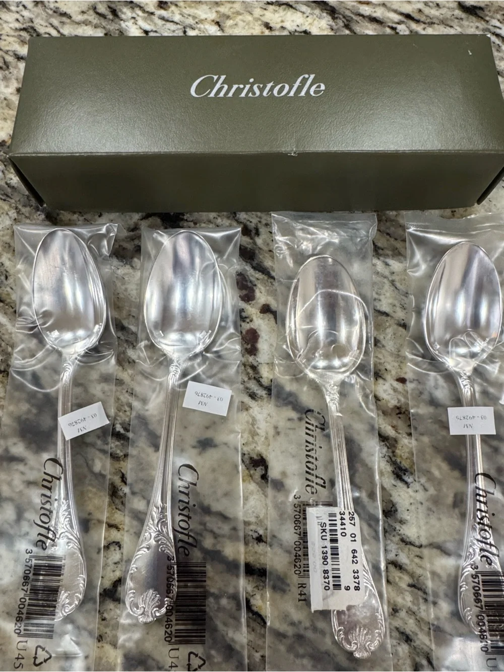 NIB! Christofle Silver-Plated ‘Marly’ Coffee Spoons - Set of 8